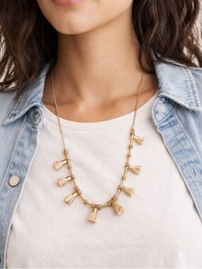 Madewell Gold Bead and Tassle Necklace 30 inches